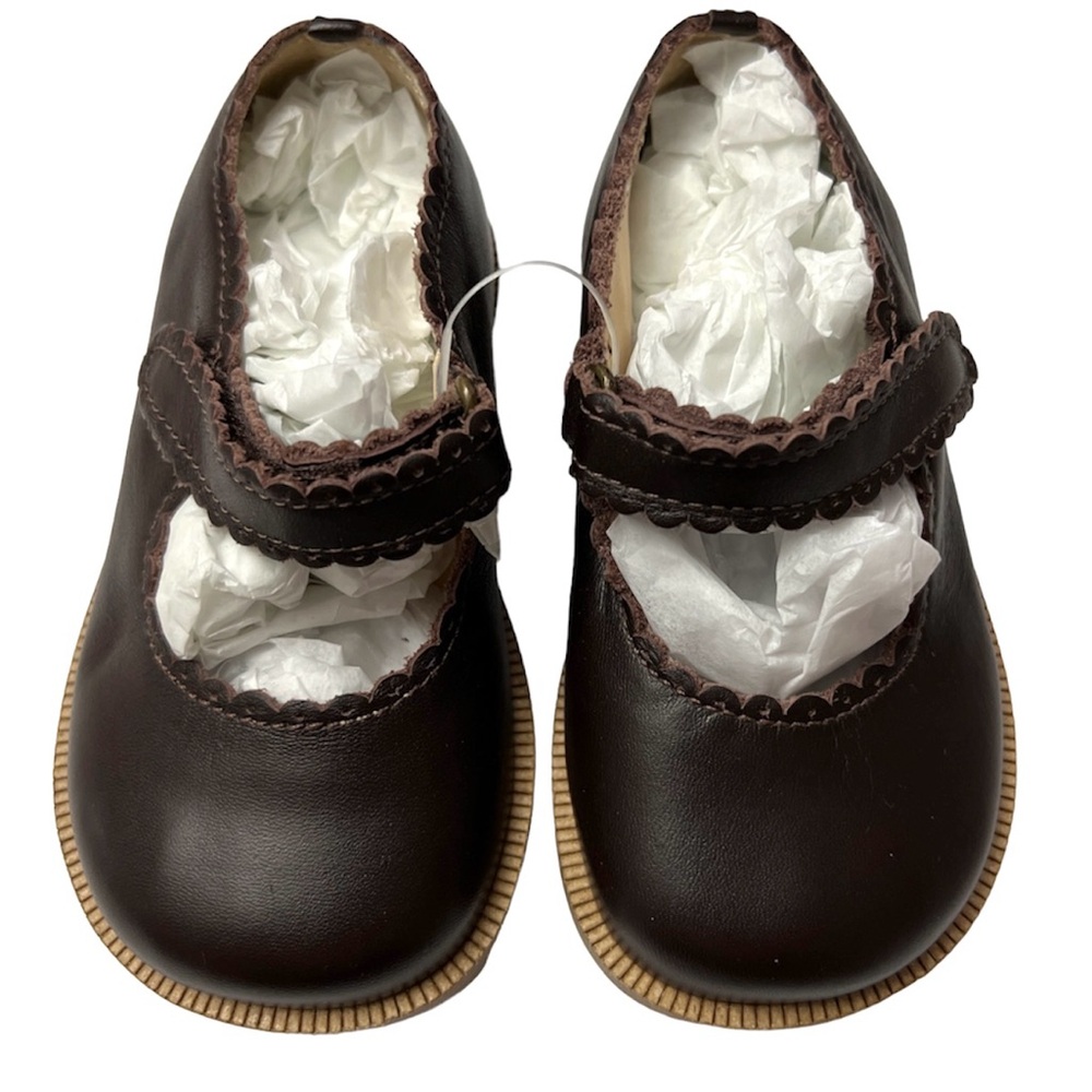 Janie and Jack Girl Mary Jane Brown Leather Shoes Size 5 - Brand New Tags - Picture 3 of 3